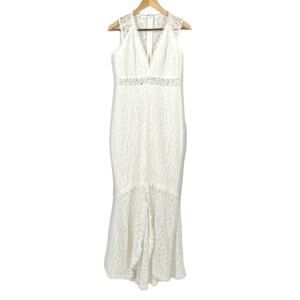 Lulus Everything‎ and More White Floral Embroidered Lace Mermaid Dress Size M
